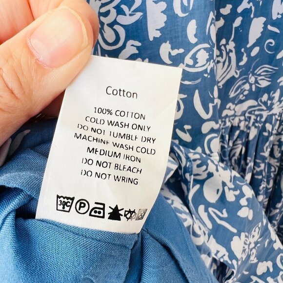 MLM The label relaxed tiered mini dress, blue floral cotton, Size M - Picture 7 of 8